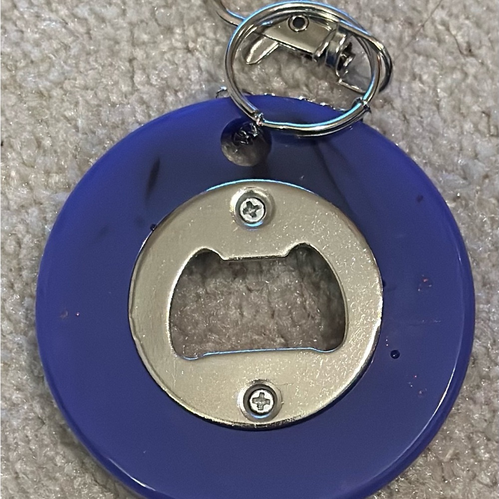 Purple Circular Bottle Opener Keychain